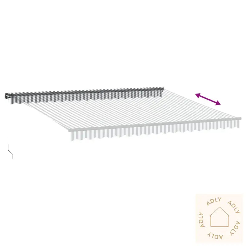Manuell Uttrekkbar Markise Med Led Antrasitt Og Hvit 450X350 Cm