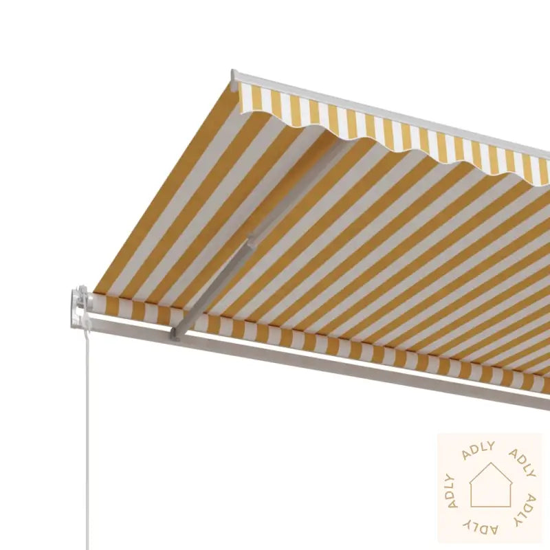 Automatisk Uttrekkbar Markise 600X350 Cm Gul Og Hvit