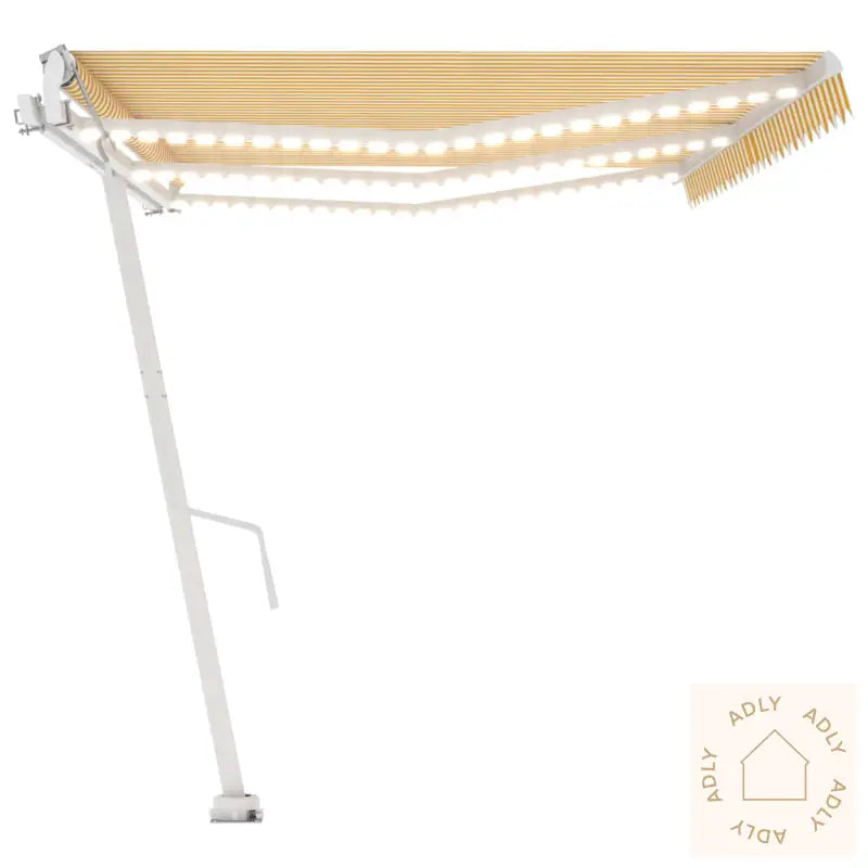 Automatisk Markise Med Vindsensor Og Led 600X350 Cm Gul Og Hvit