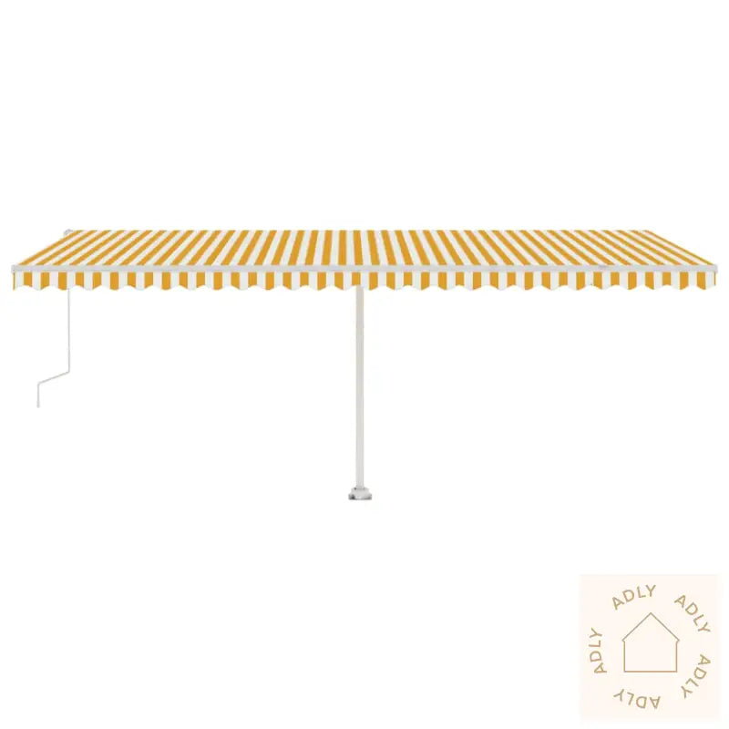 Automatisk Markise Med Vindsensor Og Led 600X350 Cm Gul Og Hvit