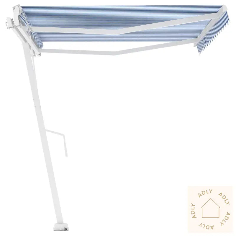 Frittstående Automatisk Markise 400X300Cm Blå Og Hvit