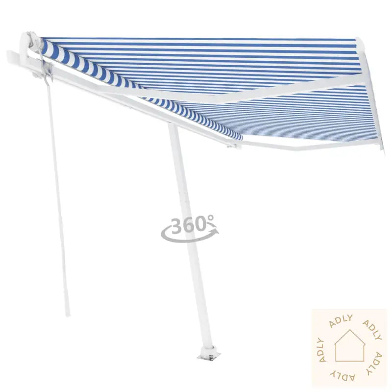 Frittstående Automatisk Markise 400X350Cm Blå Og Hvit
