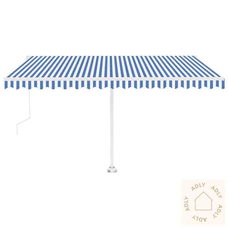 Frittstående Automatisk Markise 400X300Cm Blå Og Hvit