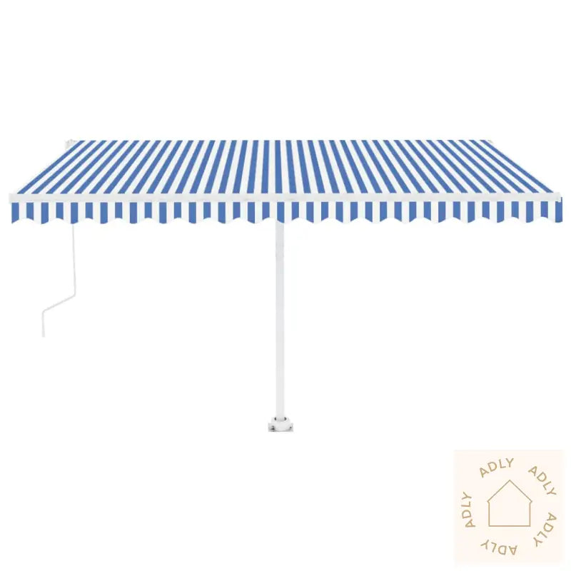 Frittstående Automatisk Markise 400X350Cm Blå Og Hvit