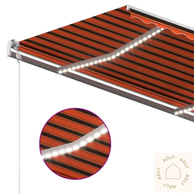 Automatisk Markise Med Vindsensor Og Led 450X300Cm Oransje/Brun