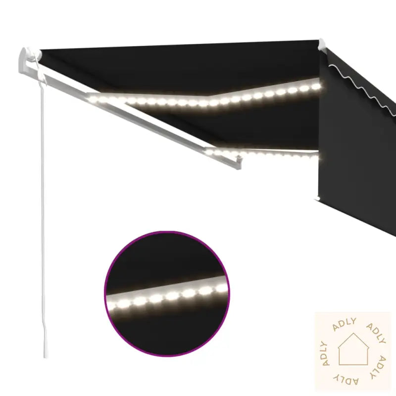 Automatisk Markise Rullegardin Led Vindsensor 4,5X3 M Antrasitt