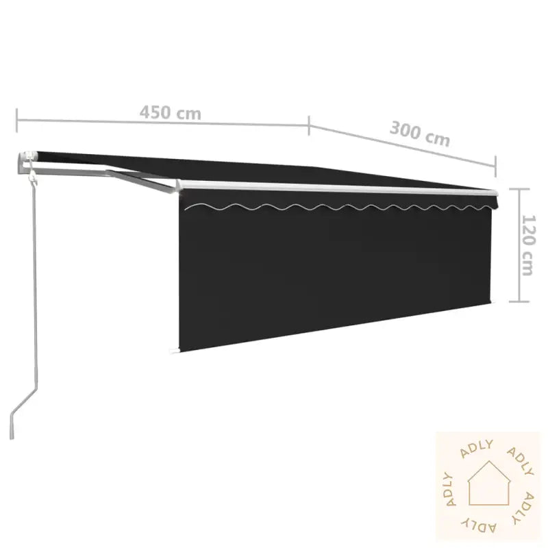 Automatisk Markise Rullegardin Led Vindsensor 4,5X3 M Antrasitt