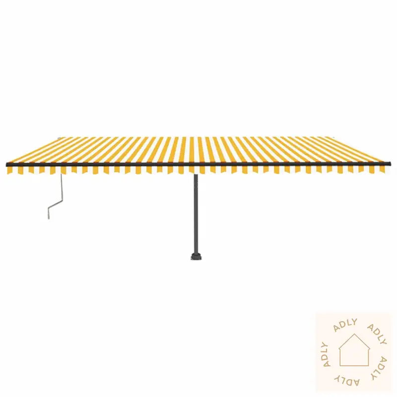 Frittstående Automatisk Markise 600X350 Cm Gul/Hvit