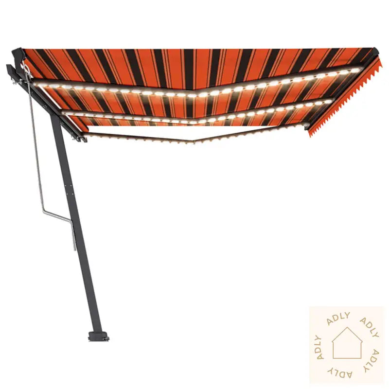 Automatisk Markise Med Vindsensor Og Led 600X350Cm Oransje/Brun