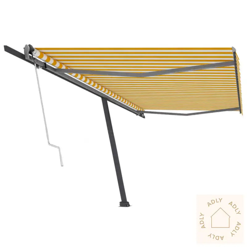 Frittstående Automatisk Markise 500X300 Cm Gul/Hvit