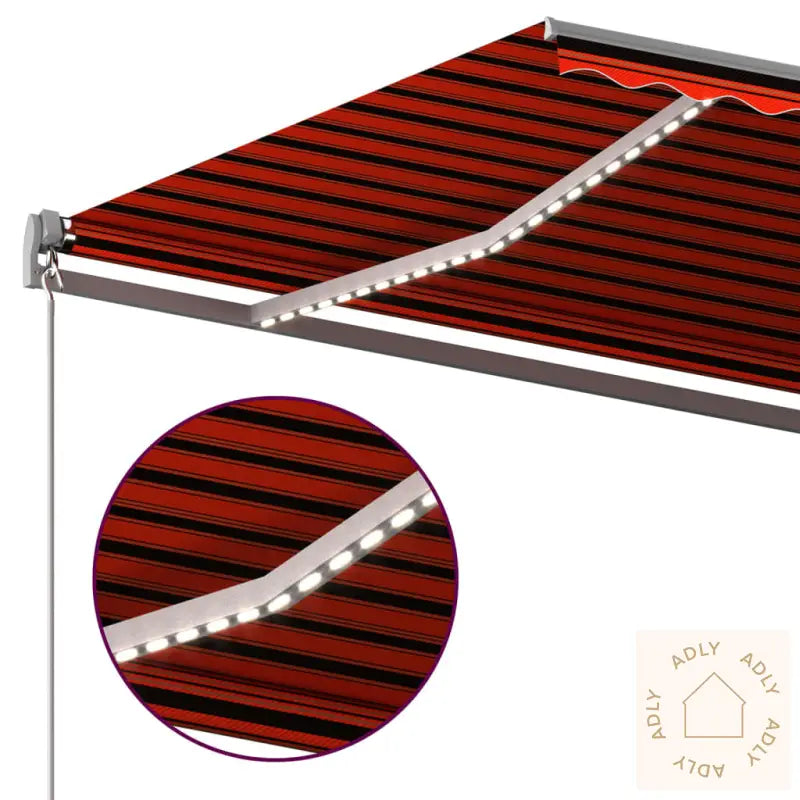 Automatisk Markise Med Vindsensor Og Led 600X350Cm Oransje/Brun