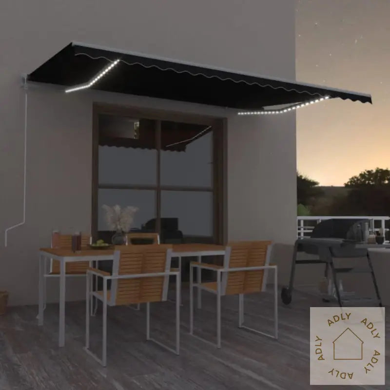 Automatisk Markise Med Vindsensor Og Led 500X350 Cm Antrasitt