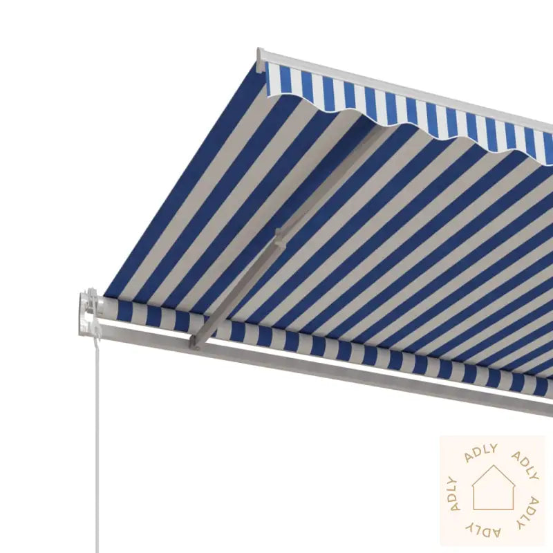 Automatisk Uttrekkbar Markise 400X350 Cm Blå Og Hvit