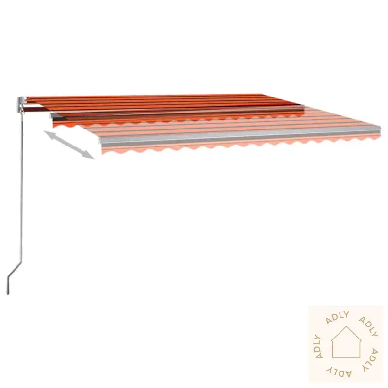 Automatisk Markise Med Vindsensor Og Led 450X300Cm Oransje/Brun