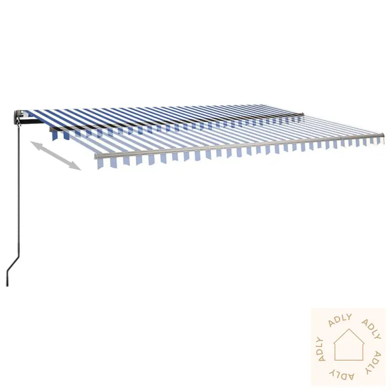 Automatisk Markise Med Vindsensor Og Led 500X350 Cm Blå Og Hvit