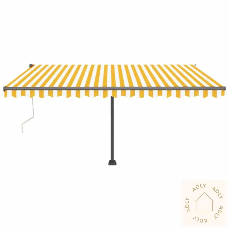 Automatisk Markise Med Vindsensor Og Led 450X300 Cm Gul/Hvit