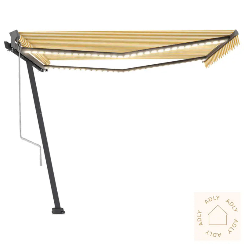 Automatisk Markise Med Vindsensor Og Led 450X300 Cm Gul/Hvit