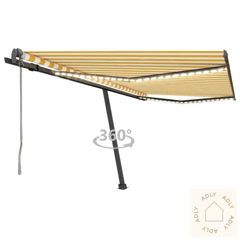 Automatisk Markise Med Vindsensor Og Led 450X300 Cm Gul/Hvit