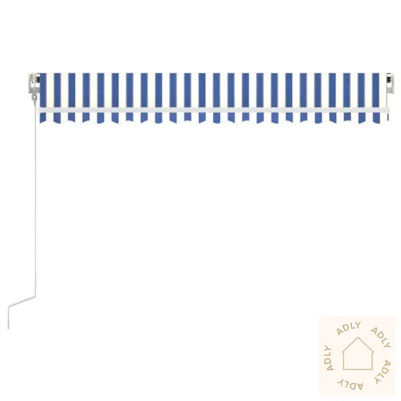 Automatisk Uttrekkbar Markise 400X350 Cm Blå Og Hvit