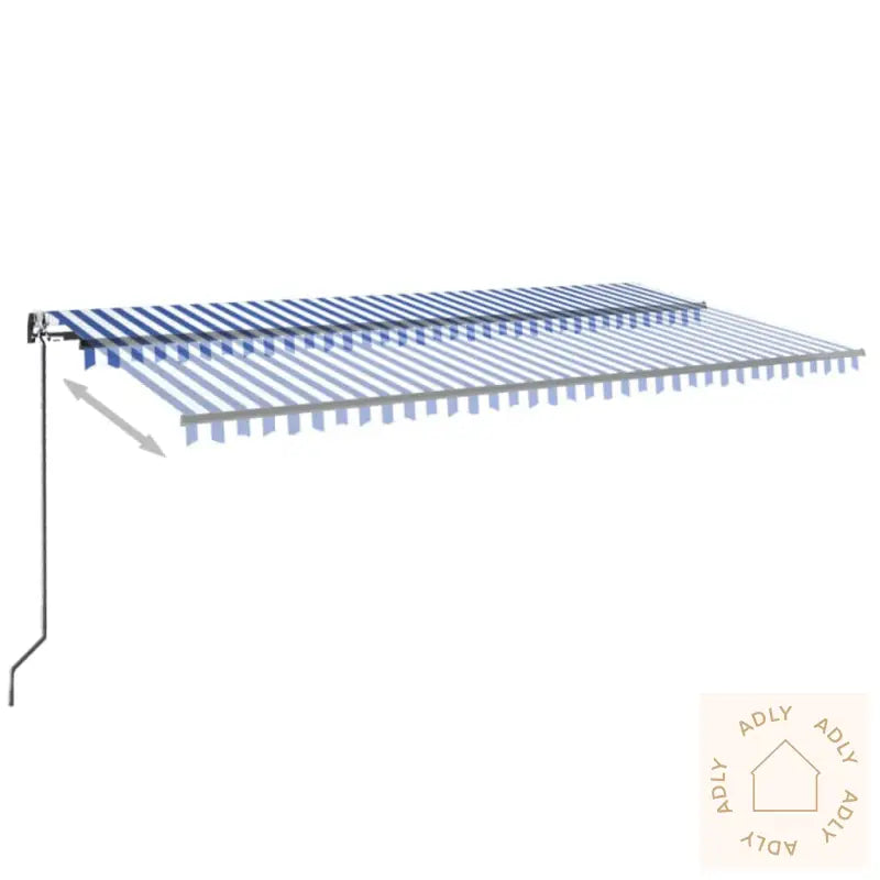 Automatisk Uttrekkbar Markise 600X350 Cm Blå Og Hvit