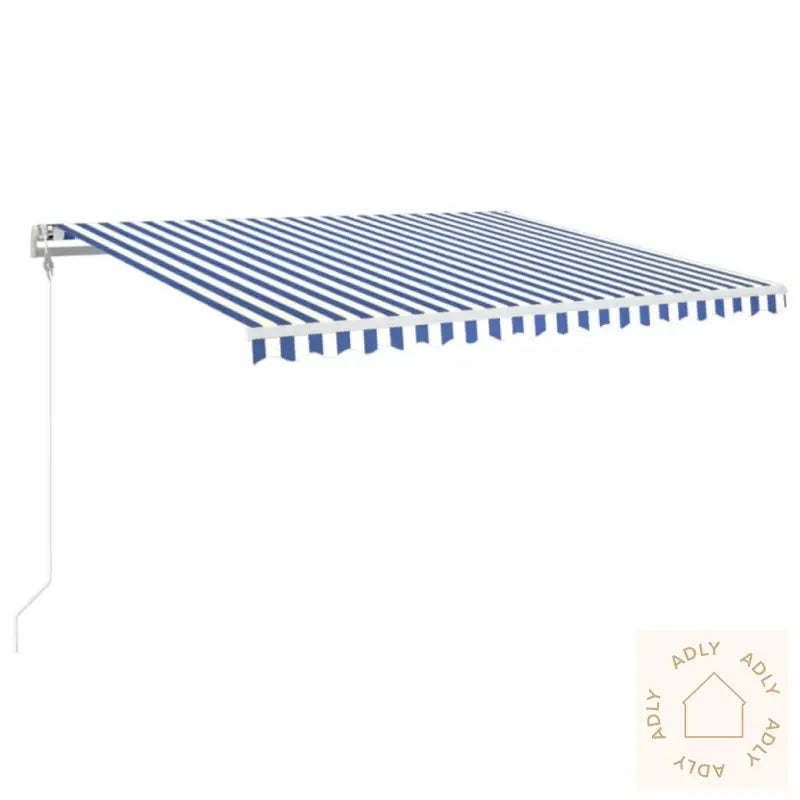 Automatisk Uttrekkbar Markise 400X350 Cm Blå Og Hvit