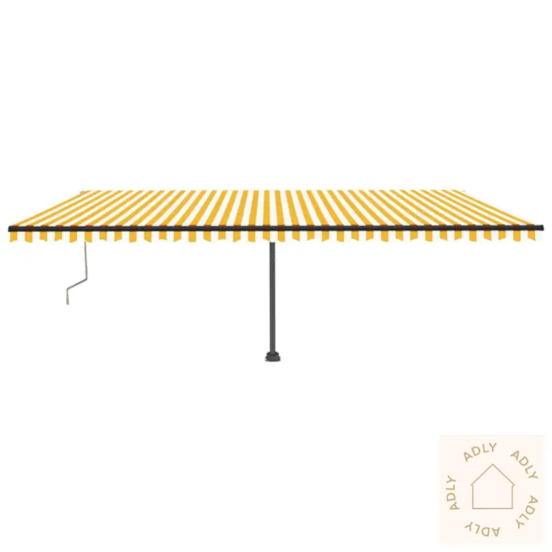 Automatisk Markise Med Vindsensor Og Led 600X350 Cm Gul/Hvit