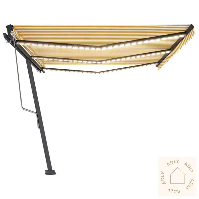 Automatisk Markise Med Vindsensor Og Led 600X350 Cm Gul/Hvit