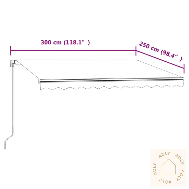 Automatisk Uttrekkbar Markise 300X250 Cm Blå Og Hvit