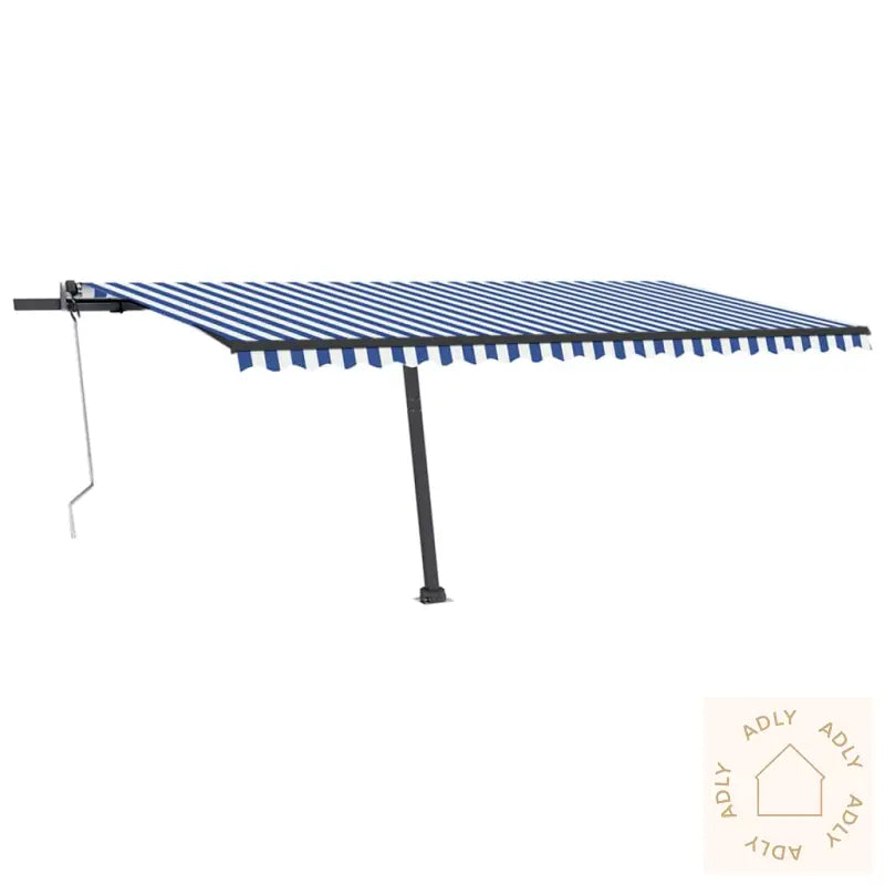 Automatisk Markise Med Vindsensor Og Led 500X350 Cm Blå Og Hvit