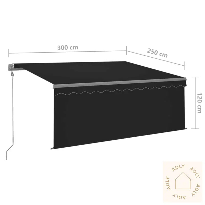 Automatisk Markise Rullegardin Led Vindsensor 3X2,5 M Antrasitt