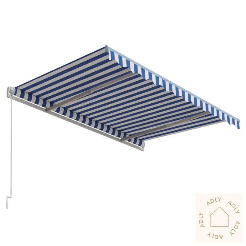Automatisk Uttrekkbar Markise 300X250 Cm Blå Og Hvit