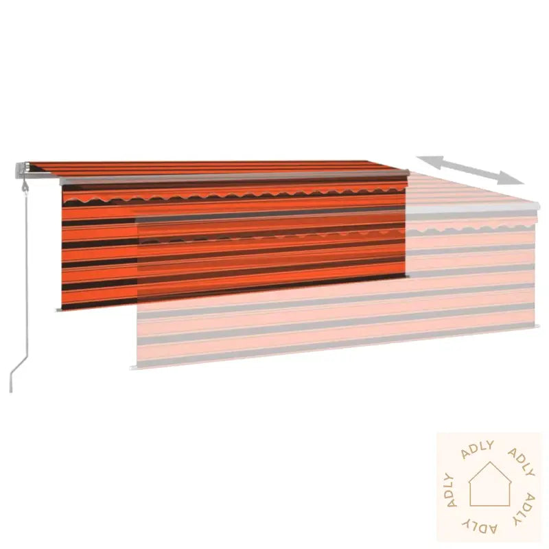 Automatisk Uttrekkbar Markise Rullegardin 4X3 M Oransje Brun