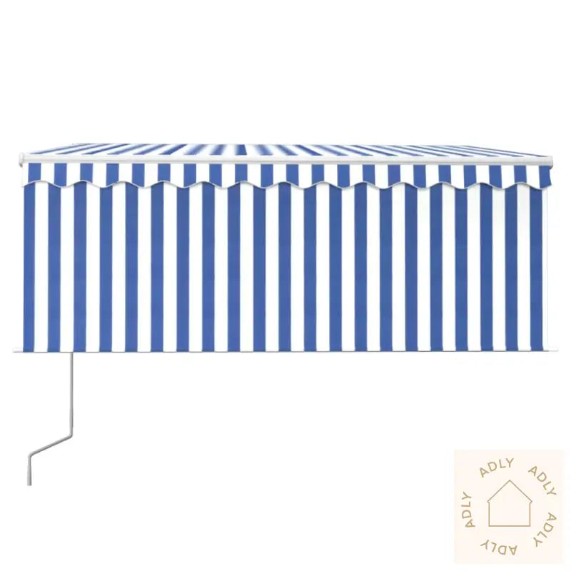 Automatisk Markise Med Rullegardin 3X2,5 M Blå Og Hvit