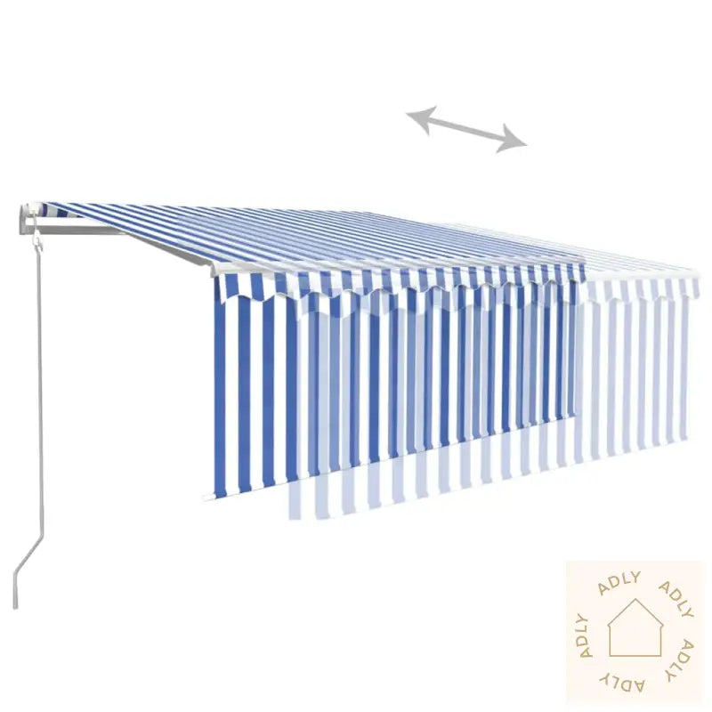 Automatisk Markise Med Rullegardin 3X2,5 M Blå Og Hvit