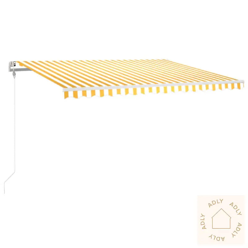 Automatisk Markise Med Vindsensor Og Led 400X300 Cm Gul/Hvit