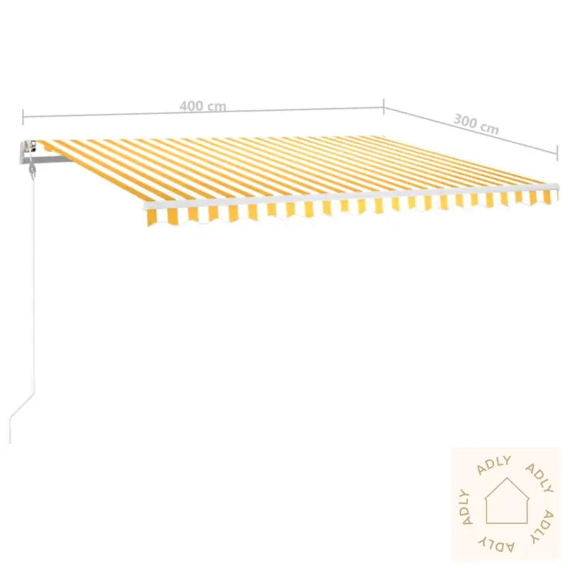 Automatisk Markise Med Vindsensor Og Led 400X300 Cm Gul/Hvit