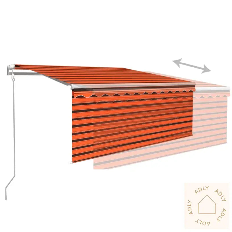 Automatisk Uttrekkbar Markise Rullegardin 3,5X2,5M Oransje&Brun