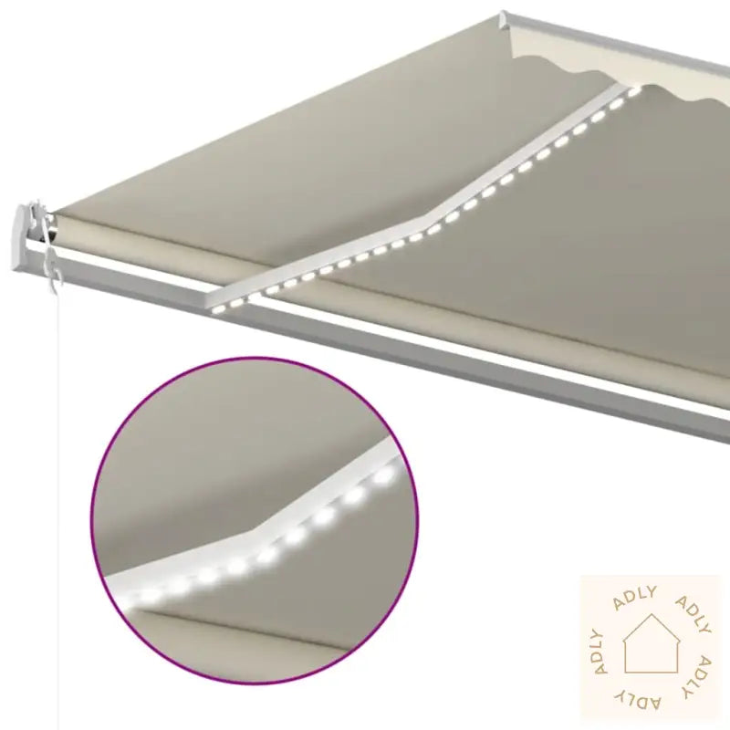 Automatisk Markise Med Vindsensor Og Led 600X300 Cm Kremhvit
