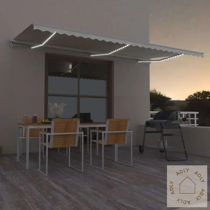 Automatisk Markise Med Vindsensor Og Led 600X300 Cm Kremhvit