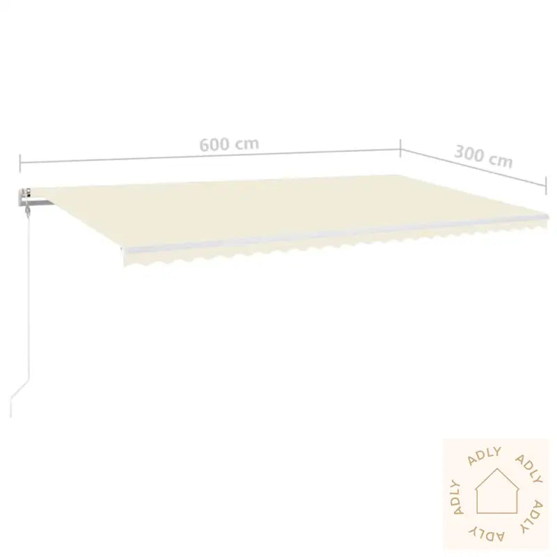Automatisk Markise Med Vindsensor Og Led 600X300 Cm Kremhvit