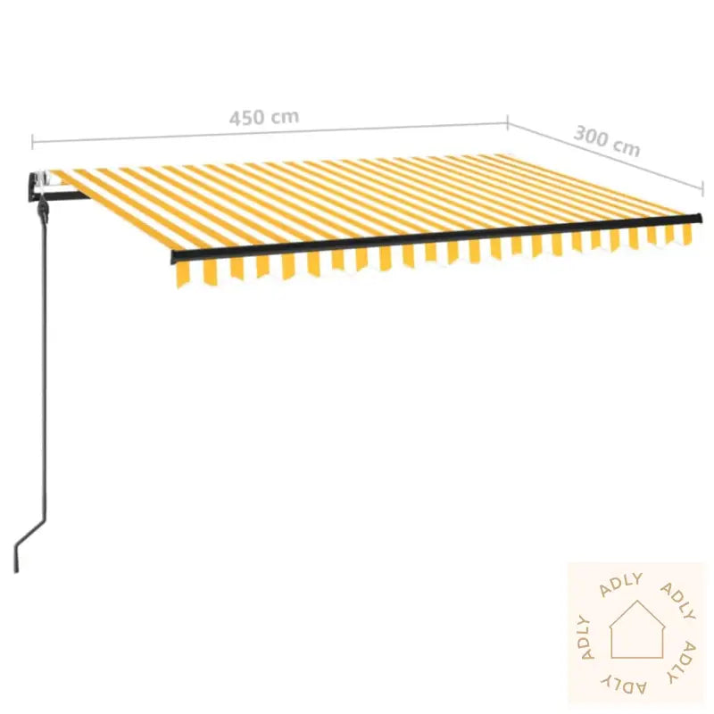 Automatisk Uttrekkbar Markise 450X300 Cm Gul Og Hvit