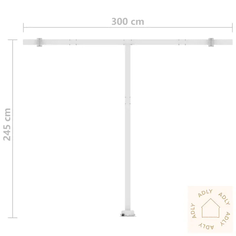 Frittstående Automatisk Markise 300X250 Cm Kremhvit