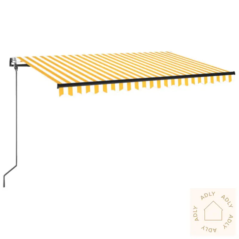 Automatisk Markise Med Vindsensor Og Led 450X350 Cm Gul/Hvit
