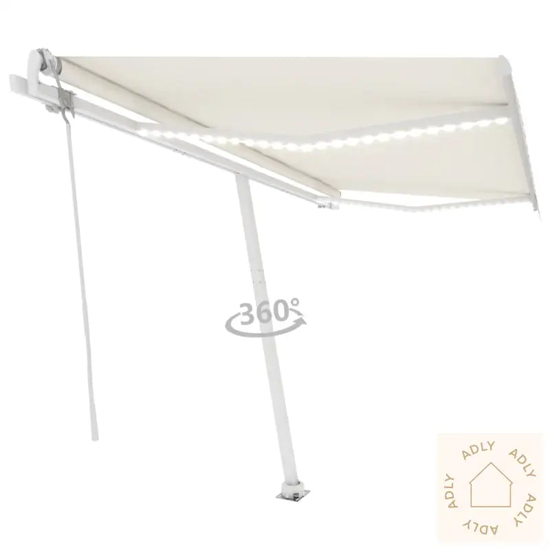 Automatisk Markise Med Vindsensor Og Led 400X350 Cm Kremhvit