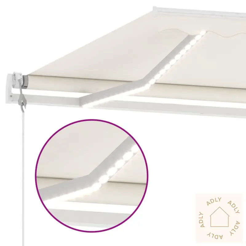 Automatisk Markise Med Vindsensor Og Led 400X350 Cm Kremhvit