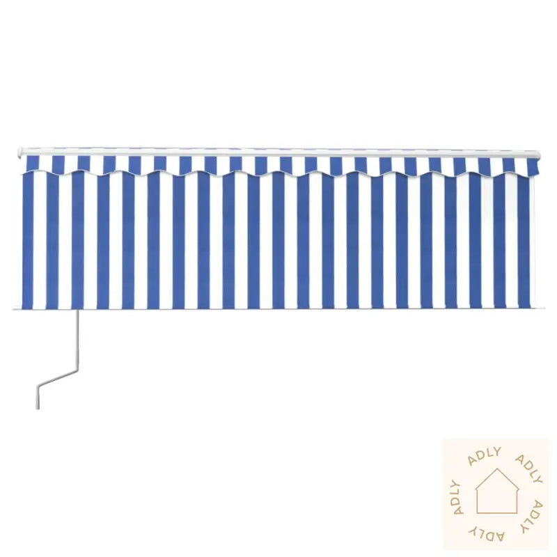 Automatisk Markise Rullegardin Vindsensor Led 4X3 M Blå Og Hvit