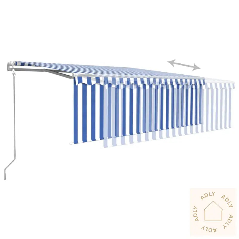 Automatisk Markise Rullegardin Vindsensor Led 4X3 M Blå Og Hvit