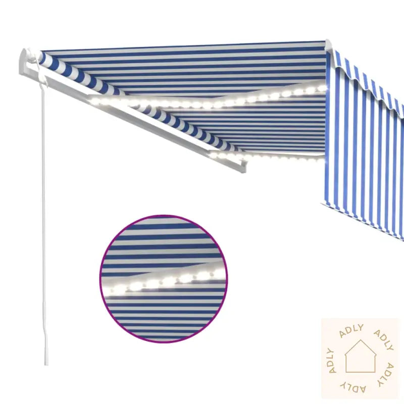 Automatisk Markise Rullegardin Vindsensor Led 4X3 M Blå Og Hvit