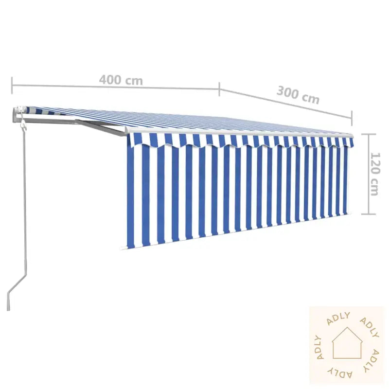 Automatisk Markise Rullegardin Vindsensor Led 4X3 M Blå Og Hvit