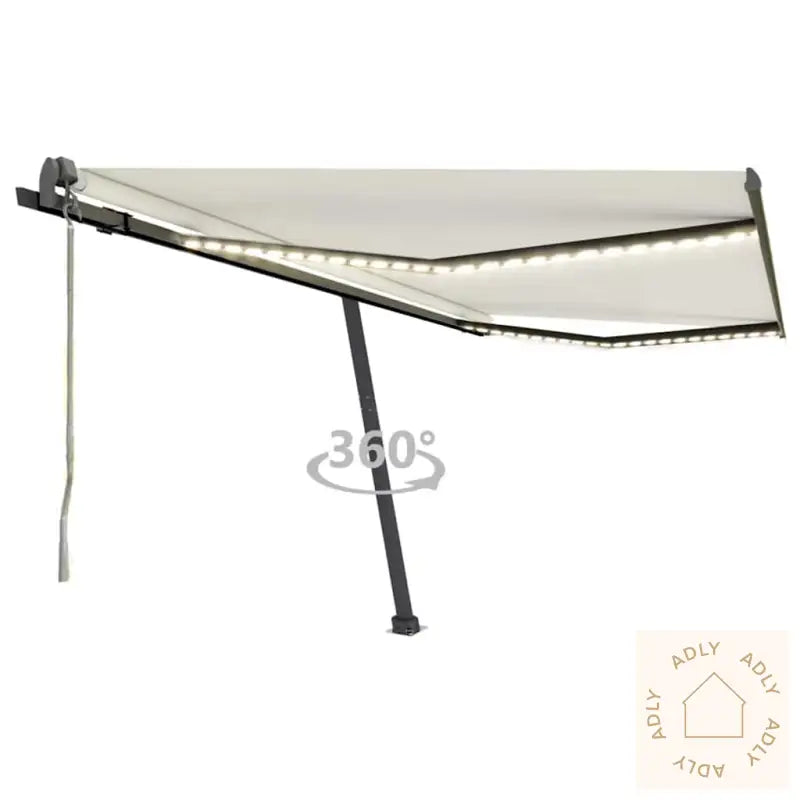 Automatisk Markise Med Vindsensor Og Led 400X300 Cm Kremhvit